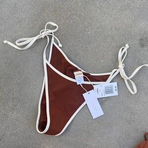 l*space Brown Bikini Bottom with Cream Trim